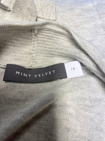 MINT VELVET GREY CROSS OVER FRONT ZIP LONG CARDIGAN SIZE 14