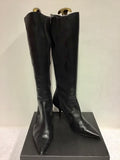 ANNE KLEIN BLACK LEATHER & SUEDE KNEE LENGTH BOOTS SIZE 7/40