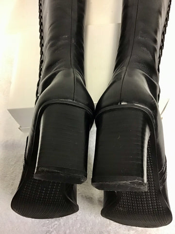 DOLCIS BLACK LEATHER KNEE LENGTH BOOTS SIZE 6/39