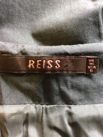 REISS GREY COTTON HIGH WAIST WIDE LEG TROUSERS SIZE 10