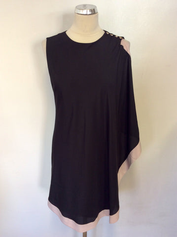 BRAND NEW TED BAKER BLACK & NUDE EDGE TRIM DRESS SIZE 2 UK 10