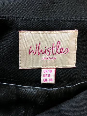 WHISTLES BLACK WOOL KNEE LENGTH PENCIL SKIRT SIZE 10