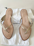 BEATRIX ONG GOLD ALL LEATHER FLAT THONG SANDALS SIZE 4.5/37.5