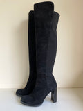 STUART WEITZMAN FOR RUSSELL & BROMLEY BLACK SUEDE 50/50 HIGH HEEL OVER KNEE BOOTS SIZE 7/40