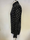 REISS PROVOST BLACK & WHITE FLORAL DAISY PRINT SHIRT SIZE S