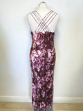 COUNTRY CASUALS MULBERRY & PINK FLORAL PRINT SPECIAL OCCASION DRESS & MATCHING JACKET SIZE 14