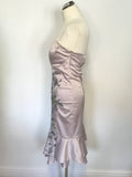KAREN MILLEN PALE LILAC EMBROIDERED SILK STRAPLESS SPECIAL OCCASION DRESS SIZE 12
