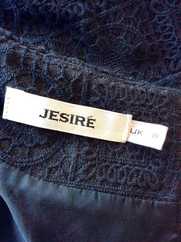 JESIRE BLACK LACE CAP SLEEVE REAR BOW TRIM DRESS SIZE 8