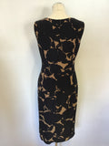 PHASE EIGHT BLACK & TAN PRINT STRETCH PENCIL DRESS SIZE 12