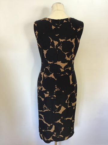 PHASE EIGHT BLACK & TAN PRINT STRETCH PENCIL DRESS SIZE 12