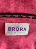 BRORA PINK & BLACK TRIM 100% CASHMERE SHORT SLEEVE CARDIGAN SIZE 8
