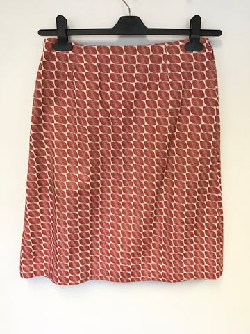 COAST RED & IVORY PRINT A LINE SKIRT & JACKET SUIT SIZE 8/10