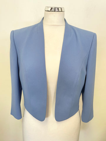 JACQUES VERT PETITE BLUE CROPPED OCCASION JACKET SIZE 12
