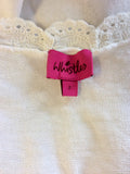 WHISTLES WHITE LACE TRIM CAP SLEEVE CARDIGAN SIZE 2 UK 8/10