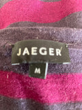 JAEGER RASPBERRY PINK & PURPLE STRIPE FINE KNIT 3/4 SLEEVE TOP SIZE M