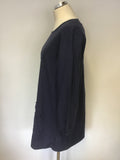 DEPENDING ON THE HORIZON NAVY BLUE EMBOSSED LONG SLEEVE COTTON SHIFT DRESS SIZE 2XL