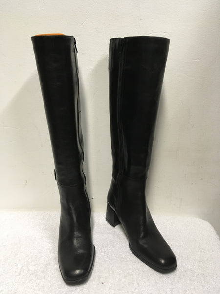 BALLY BLACK ROCCAPIA LEATHER KNEE LENGTH SLIM FIT BOOTS SIZE 3.5/36