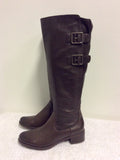 BRAND NEW CLARKS COMFORT DARK BROWN LEATHER KNEE LENGTH BOOTS SIZE 3/35.5