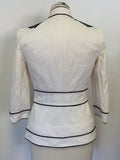 JAEGER WHITE WITH BLACK TRIM 3/4 SLEEVE COTTON JACKET SIZE 8