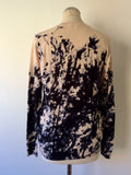 WHISTLES PALE PINK,GREYS & BLACK PRINT COTTON JUMPER SIZE 12