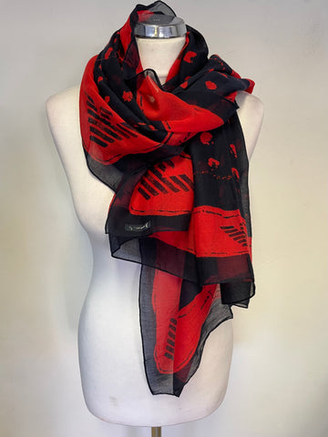 ARMANI JEANS NAVY & RED PRINT LARGE SQUARE SCARF