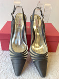 JACQUES VERT GREY SATIN SLINGBACK HEELS & MATCHING BAG SIZE 5/38