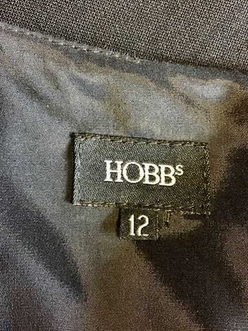 HOBBS BLACK WOOL BOW TRIM CAP SLEEVE PENCIL DRESS SIZE 12
