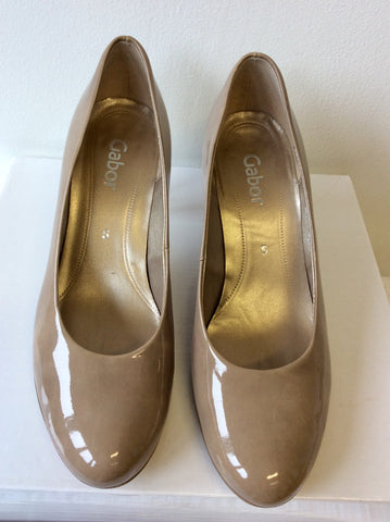 GABOR PATENT HEELED COURT SHOES SIZE 5/38