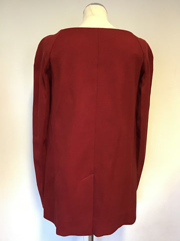 BRAND NEW COS DEEP RED SQUARE NECKLINE LONG SLEEVE TUNIC TOP SIZE 36 FIT UK 10/12