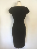 HOBBS BLACK V NECKLINE CAP SLEEVE WOOL PENCIL DRESS SIZE 8