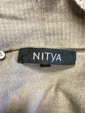 NITYA BROWN DOUBLE RIB EDGE  WOOL & SILK LONG CARDIGAN SIZE M