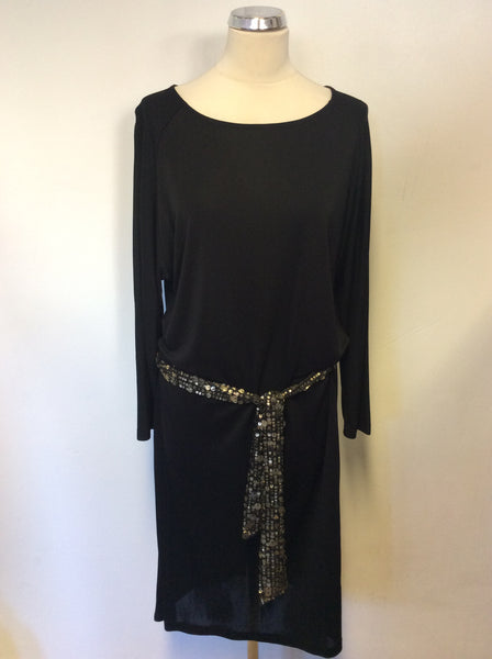 BRAND NEW INWEAR BLACK 3/4 SLEEVE BELTED DRESS SIZE L