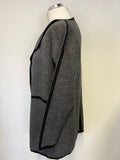 UNBRANDED GREY & BLACK TRIMMED EDGE TO EDGE CARDIGAN/ JACKET SIZE M