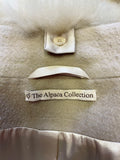 THE ALPACA COLLECTION BEIGE FUR TRIM MID LENGTH ALPACA BLEND COAT SIZE L