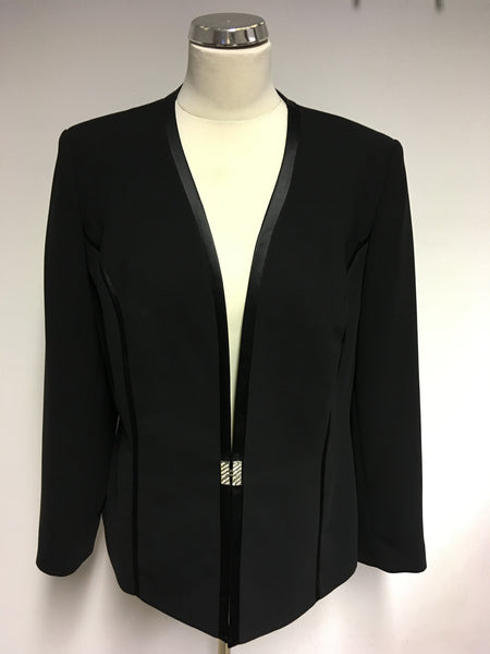 KLASS COLLECTION BLACK SATIN EDGE TRIM EVENING/ OCCASION JACKET SIZE 16