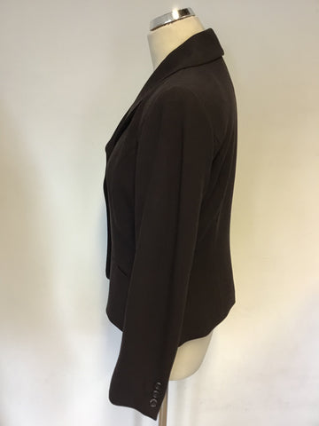 HOBBS DARK BROWN WOOL JACKET & TROUSER SUIT SIZE 12/14