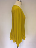 LUISA CERANO MUSTARD PLEATED LONG SLEEVE BLOUSE SIZE 12