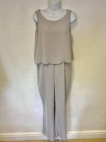MINT VELVET DOVE GREY CAPE SLEEVELESS JUMPSUIT SIZE 14