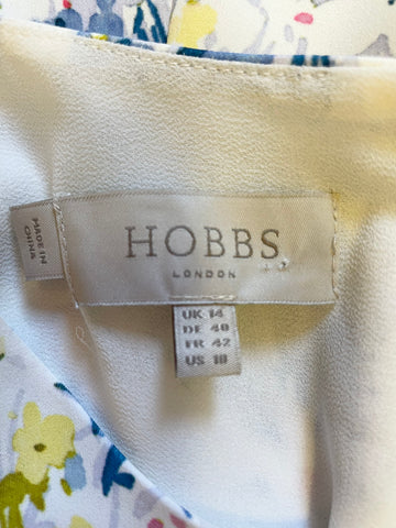 HOBBS MULTICOLOURED FLORAL PRINT SHORT SLEEVED SHIFT DRESS SIZE 14