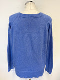 LUELLA BLUE CASHMERE & WOOL BLEND LONG SLEEVED JUMPER SIZE L