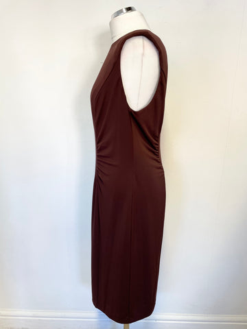 BRAND NEW MARKS AND SPENCER AUTOGRAPH TOBACCO BROWN PENCIL DRESS SIZE 16