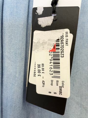 BRAND NEW GUESS IRIS LIGHT BLUE WIDE LEG TROUSERS SIZE 6 UK 10