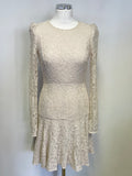 REISS 1971 ROSALIN NUDE PINK LACE LONG SLEEVE SPECIAL OCCASION DRESS SIZE 8