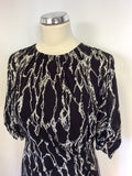 WHISTLES BLACK & WHITE PRINT SILK DRESS SIZE 12
