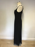 Simon Ellis Black Lattice Back With Flower Trim Evening Dress Size 12