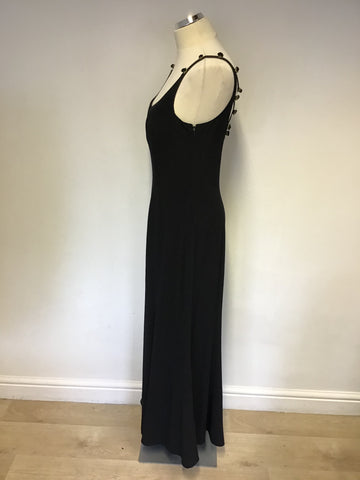 Simon Ellis Black Lattice Back With Flower Trim Evening Dress Size 12