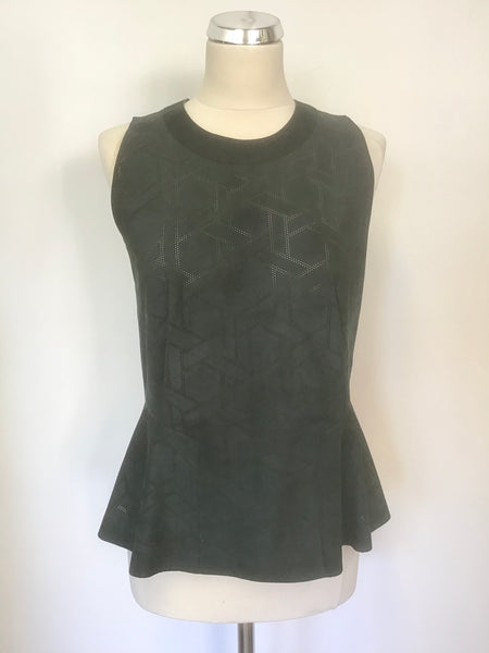 MULBERRY DARK GREEN SUEDE LEATHER SLEEVELESS TOP SIZE 10