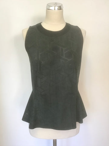 MULBERRY DARK GREEN SUEDE LEATHER SLEEVELESS TOP SIZE 10