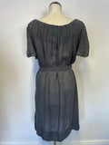 BRORA GREY ORGANIC LINEN TIE WAIST SHORT SLEEVE SHIFT DRESS SIZE 12/14