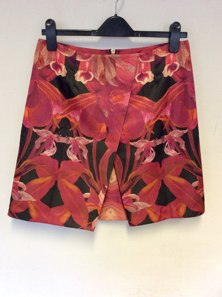 TED BAKER TROPICAL FLORAL PRINT A LINE MINI SKIRT SIZE 2 UK 12